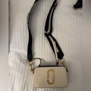 Marc Jacobs Cream and Black Crossbody Bag with Gold Accents